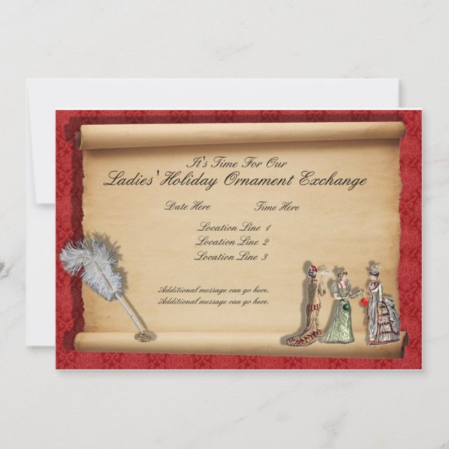 Ladys Holiday Ornament Exchange Einladungen (Vorderseite)