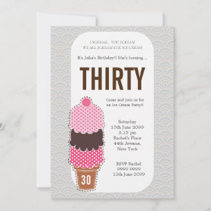 Ladys Ice Creme Cone Modernes Party Geburtstag Cus Einladung