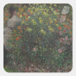 Ladys in Blume Monet 1875 Quadratischer Aufkleber