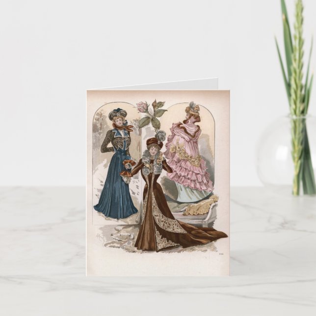 Ladys in Gowns Vintage Modeerscheinung Karte (Vorderseite)