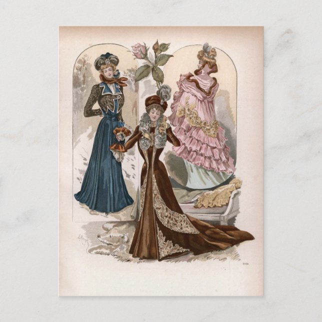 Ladys in Gowns Vintage Modeerscheinung Postkarte (Vorderseite)