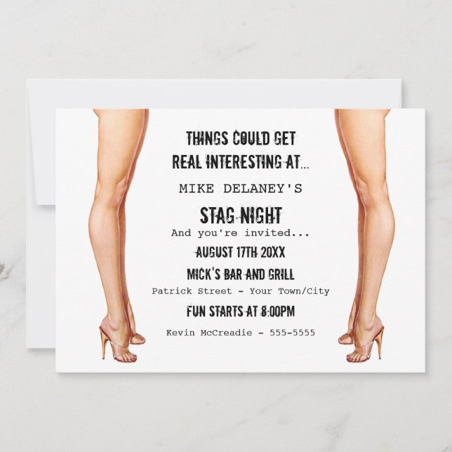 Ladys Legs Stag Nachteinladungen Einladung (Vorderseite)