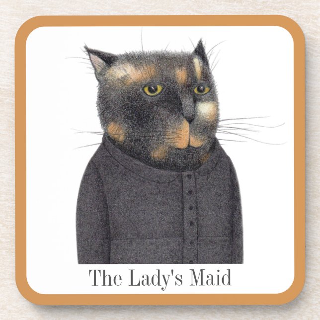 LADY'S MAID CAT Hard Plastic Untersetzer + Text (Vorderseite)