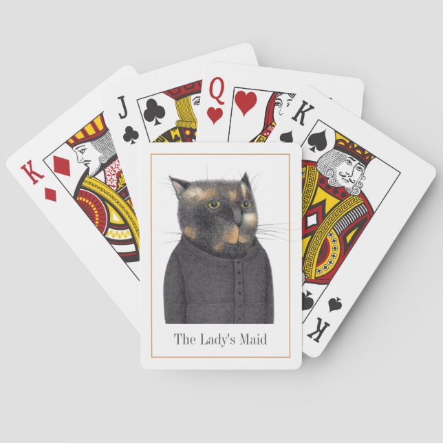 LADY'S MAID CAT Playing Cards + Text Spielkarten (Rückseite)