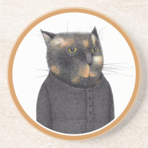 LADYS MAID CAT Round Sandstone Untersetzer