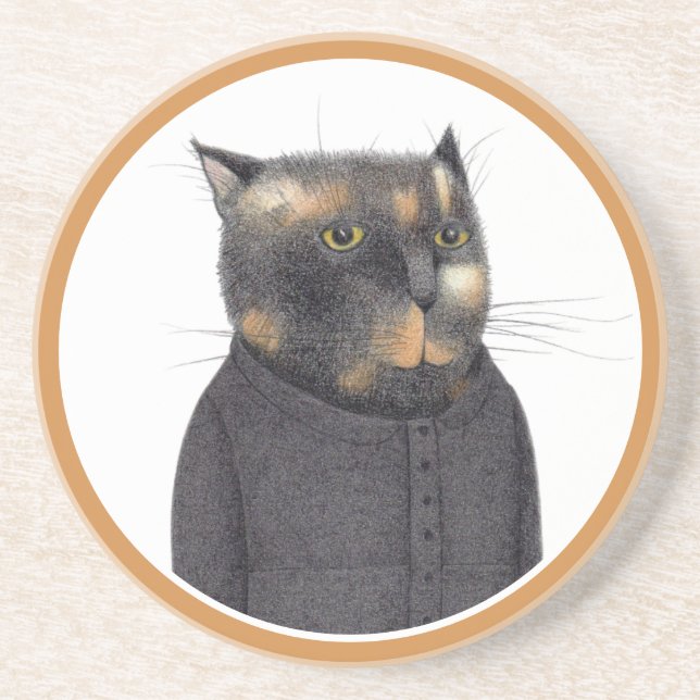 LADYS MAID CAT Round Sandstone Untersetzer (Vorne)