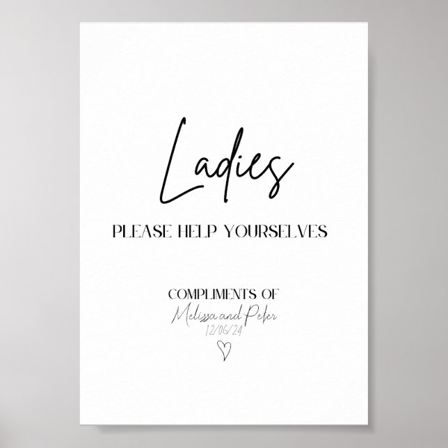 Ladys Modern Wedding Bad Basket Zeichen Poster (Vorne)