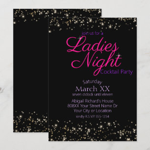 Ladys Night Neo Pink Sign Cocktail Party Einladung