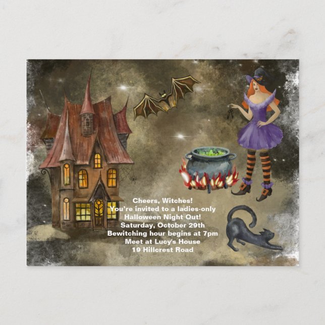 Ladys Nite Out Halloween-Party Postkarte (Vorderseite)