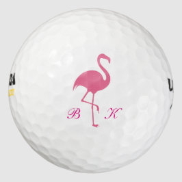 Ladys Pink Flamingo Monogram Golfball