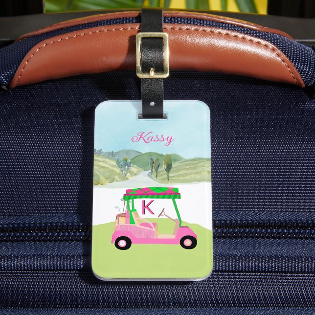 Ladys Pink Watercolor Monogram Name Gepäckanhänger (Von Creator hochgeladen)