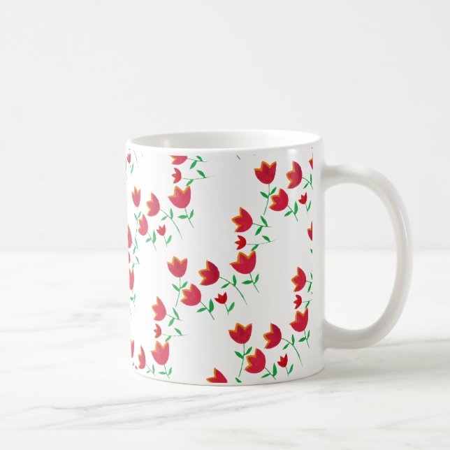 Ladys Red Tulip Blume Kaffeetasse (Rechts)