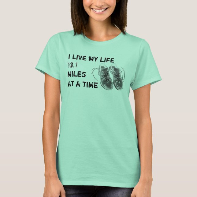 Ladys' Ringer - Leben 15,1 Meilen pro Zeit T-Shirt (Vorderseite)