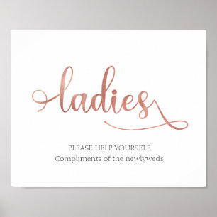 "Ladys" Rose goldener Badezimmerkorb Hochzeitszeic Poster