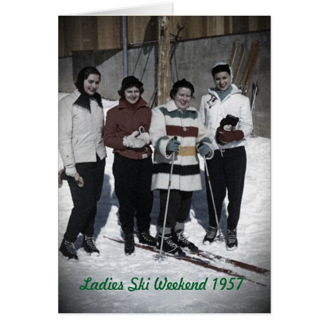 Ladys Ski Weekend 1957 Fotokarte (Vorne)