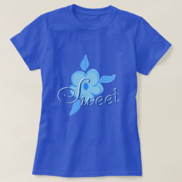 Ladys Sweet Blue Bloom T-Shirt