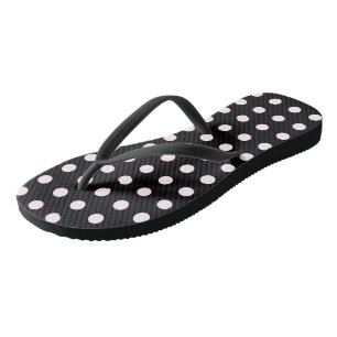 Ladys White Polka Dot Flip Flops
