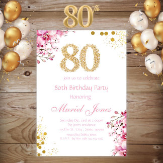 Ladys Woman Floral 80. Geburtstag Einladung