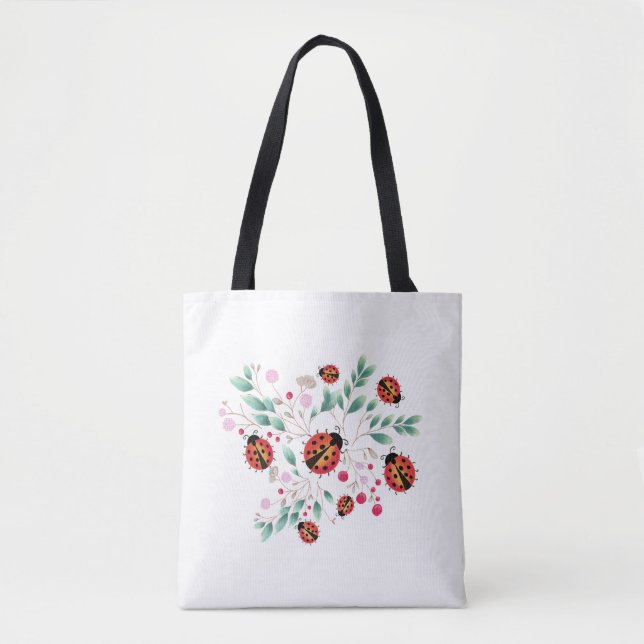 Ladyvögel und Beeren-Totbeutel Tasche (Vorderseite)