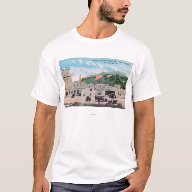 Laemmle Boulevard-Ansicht der universellen Stadt T-Shirt (Vorderseite)