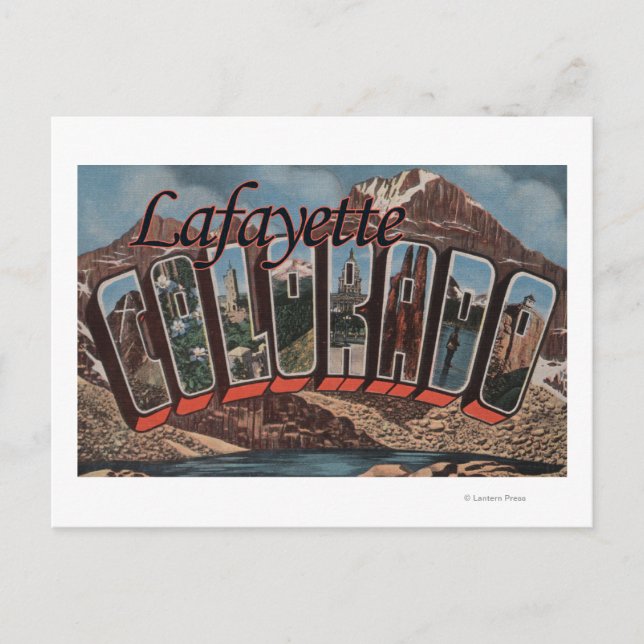 Lafayette, Colorado - Große Buchstabenszenen Postkarte (Vorderseite)