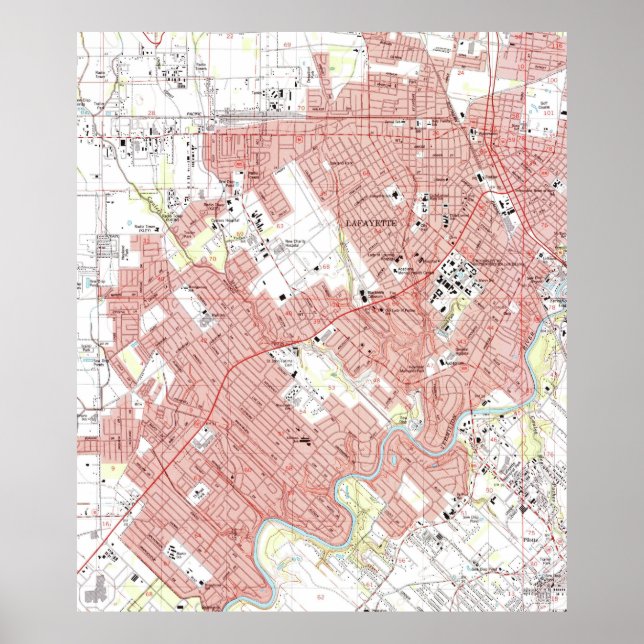 Lafayette Louisiana Karte (1983) Poster (Vorne)