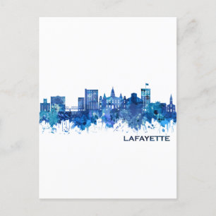 Lafayette Louisiana Skyline Blue Einladungspostkarte