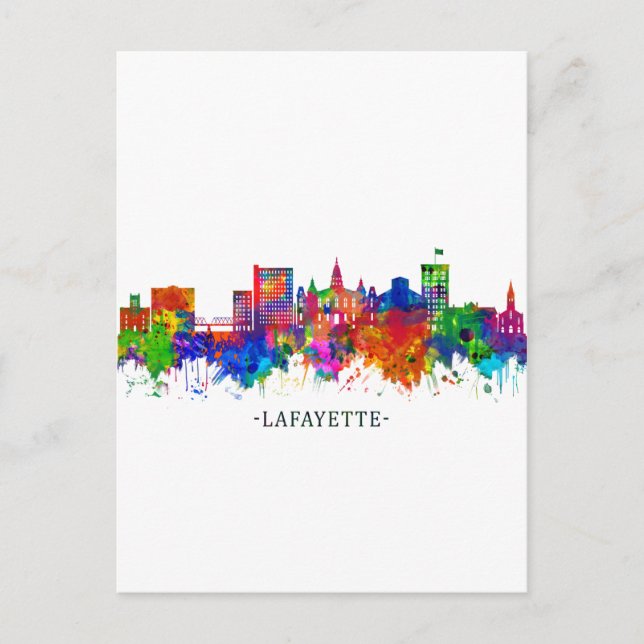 Lafayette Louisiana Skyline Feiertagspostkarte (Vorderseite)