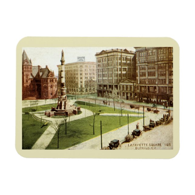 Lafayette Square Buffalo NY 1915 Vintage Postkarte Magnet (Horizontal)