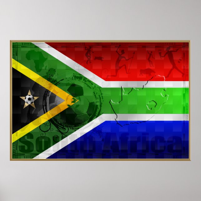 L'Afrique du Sud drapeau Grand Football Poster (Devant)