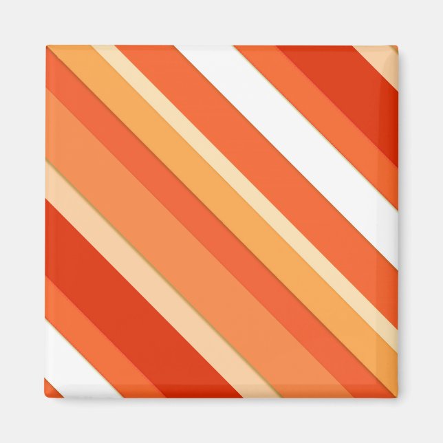 Lagen-Süßwaren-Streifen - orange und weiß Magnet (Vorne)