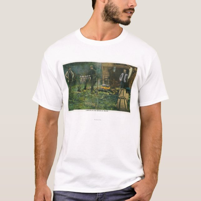 Lager-Boden-Szene des Mann-Campings in Maine T-Shirt (Vorderseite)