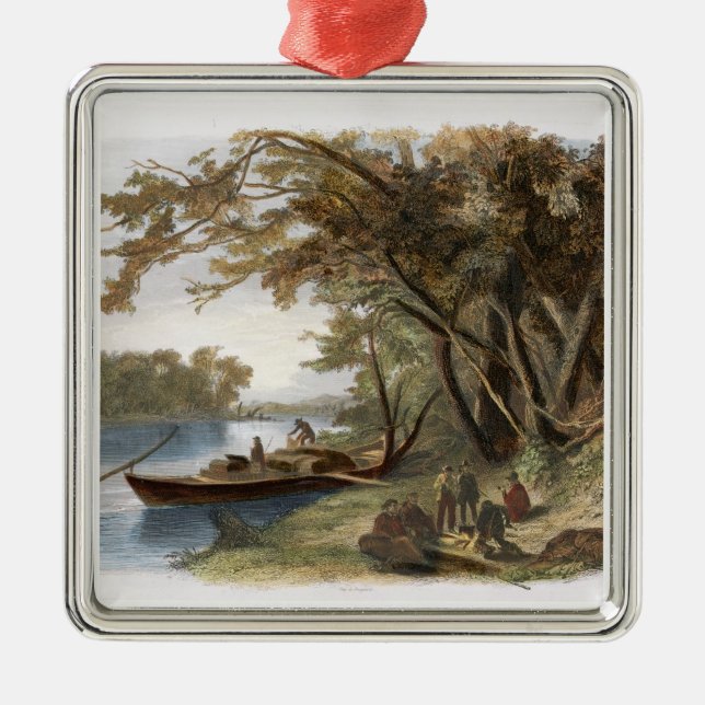 Lager der Reisenden auf dem Missouri, flechten Silbernes Ornament (Vorne)