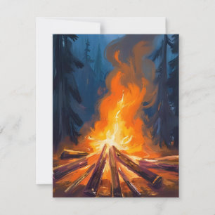 Lagerfeuer-Aquarell-Waldmalerei Dankeskarte
