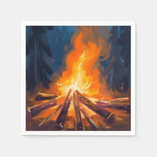 Lagerfeuer Aquarell-Waldmalerei Serviette