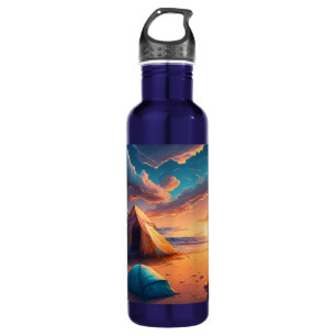 Lagerfeuer bei Sonnenaufgang Edelstahlflasche