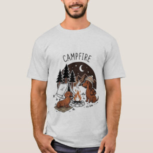 Lagerfeuer Dachshund Hunde Camping Nacht T-Shirt
