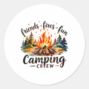 Lagerfeuer Freunde Spaß Camping Crew Sommerlager L Runder Aufkleber