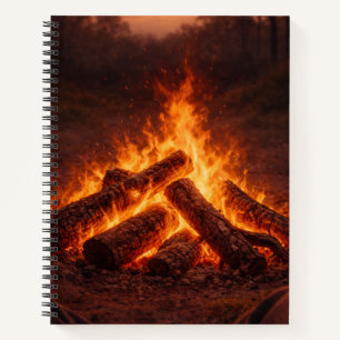 Lagerfeuer-Gedanken   Notebook am Kamin Notizbuch