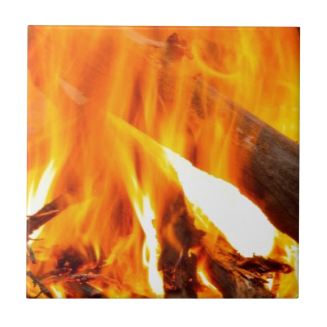 Lagerfeuer heiß mit Holz Fliese (Vorderseite)