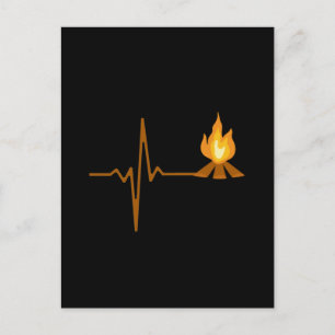 Lagerfeuer Herz Camping Postkarte