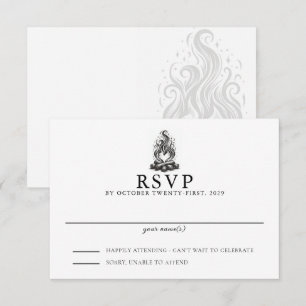 Lagerfeuer-Liebeshochzeit RSVP Karte