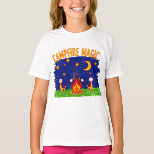 Lagerfeuer-Magie-Kinder-Camping-Nacht-Kunst T-Shirt