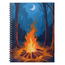 Lagerfeuer Mond | Natur Aquarellmalerei Notizblock