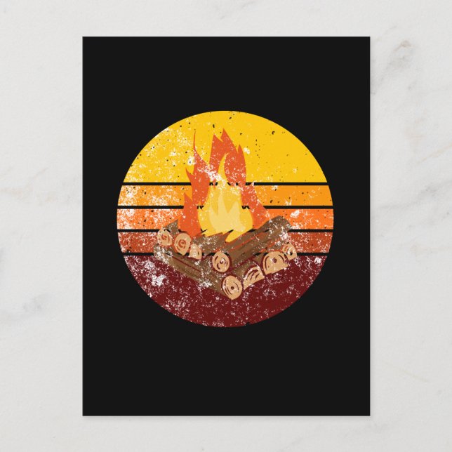 Lagerfeuer Retro Vintage Postkarte (Vorderseite)