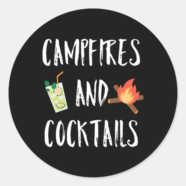 Lagerfeuer und Cocktails im Freien Runder Aufkleber (Vorderseite)