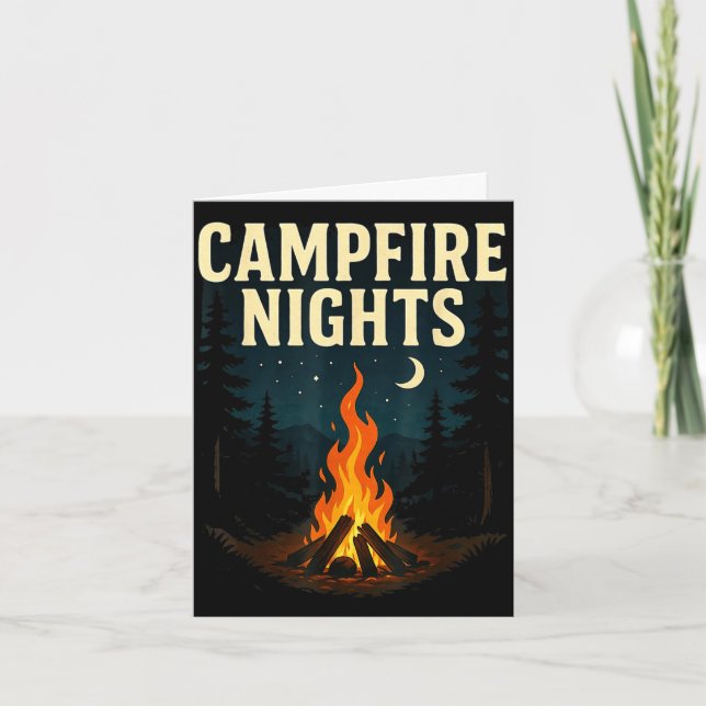Lagerfeuernächte Camping Wald Berge  Karte (Vorderseite)