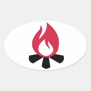 Lagerfeuersymbol Ovaler Aufkleber