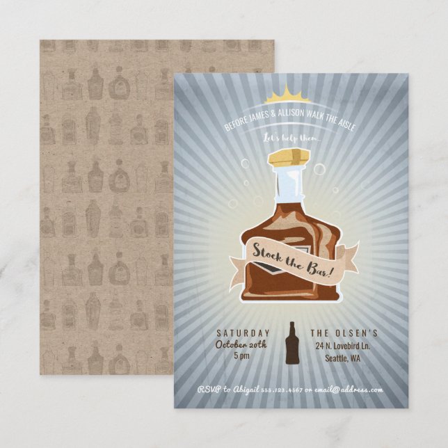 Lagern Sie den Polterabend des Bar ein Einladung (Vorne/Hinten)