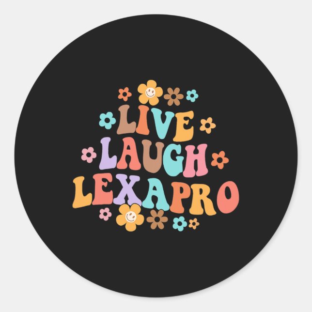 Lagh Lexapro Groovy Mental Health Therapeut Anxie Runder Aufkleber (Vorderseite)